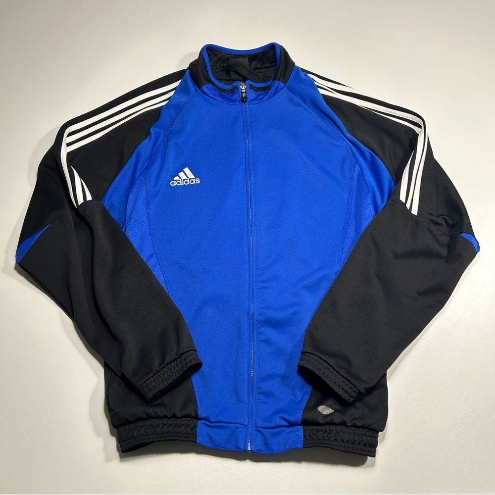 Adidas Men's Tricot Track Jacket Blue Black White Stripes Size XL